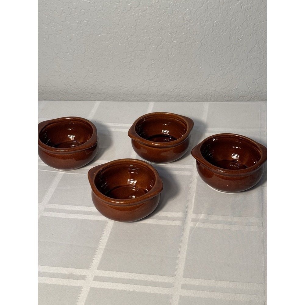 4- DCC USA Restaurant Ware Bowls Vintage Brown Drip Glazed Pottery